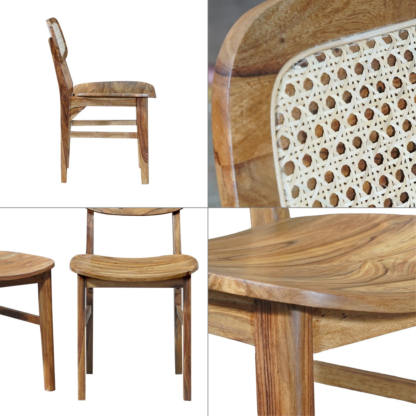 Nicobar Sheesham Wood 6S Dining Set in Stone Finish