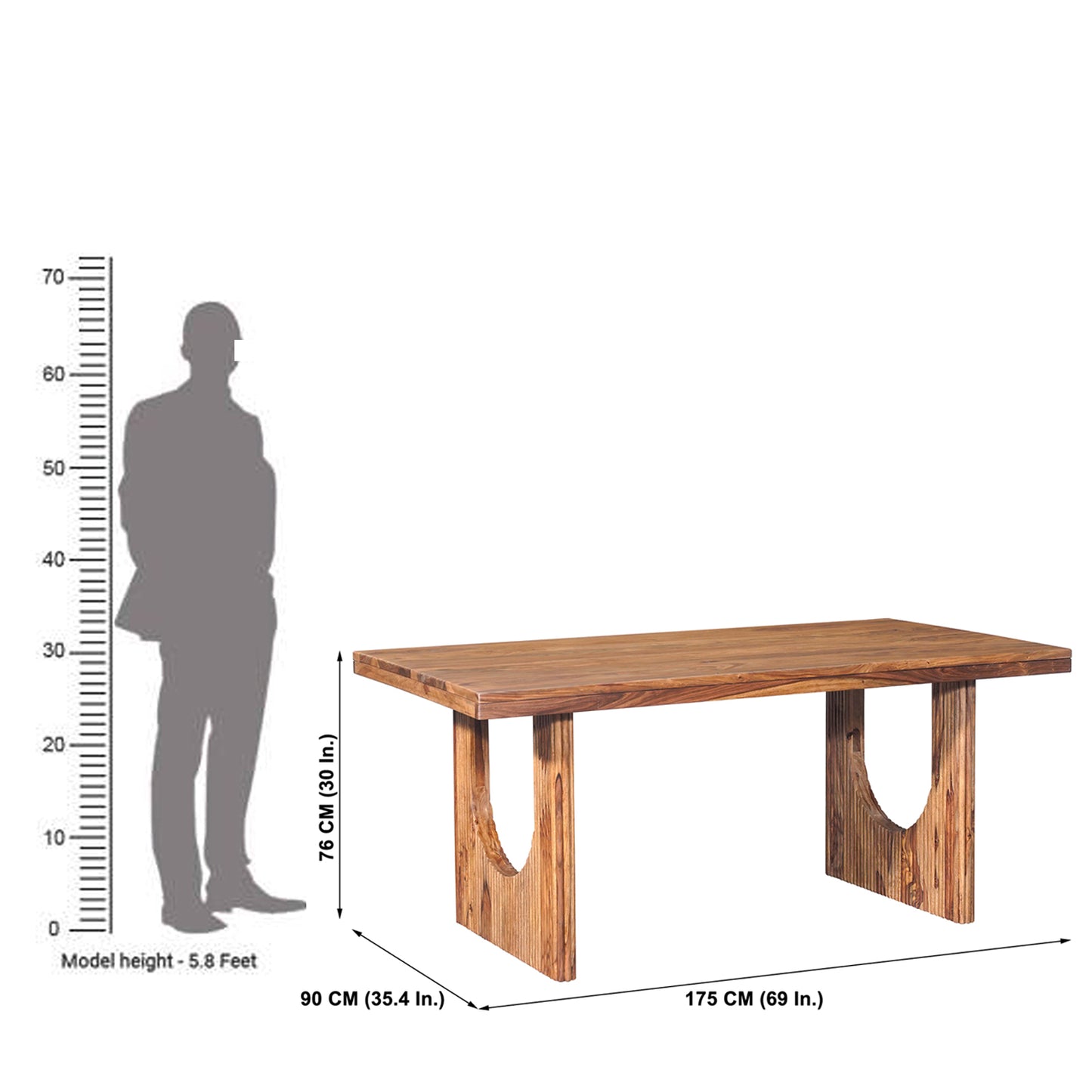 Nicobar Sheesham Wood 6S Dining Set in Stone Finish