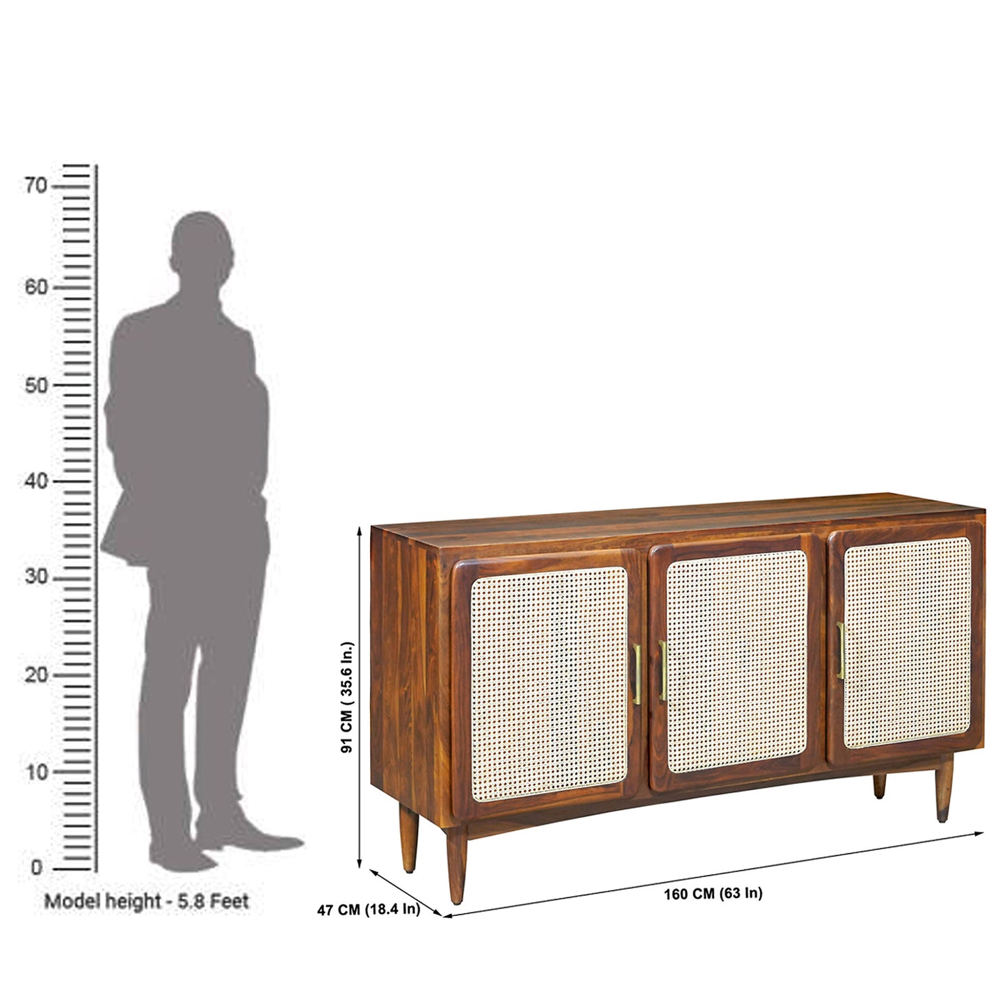 Nicobar Sheesham Wood Sideboard in Honey Finish