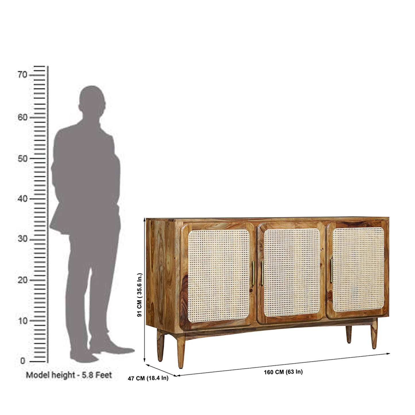 Nicobar Sheesham Wood Sideboard in Stone Finish