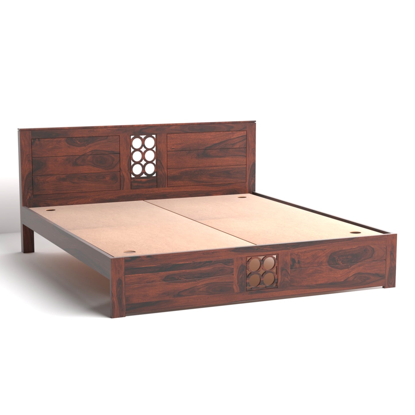 Pearl Sheesham Wood King Size Bed in Rosewood Finish