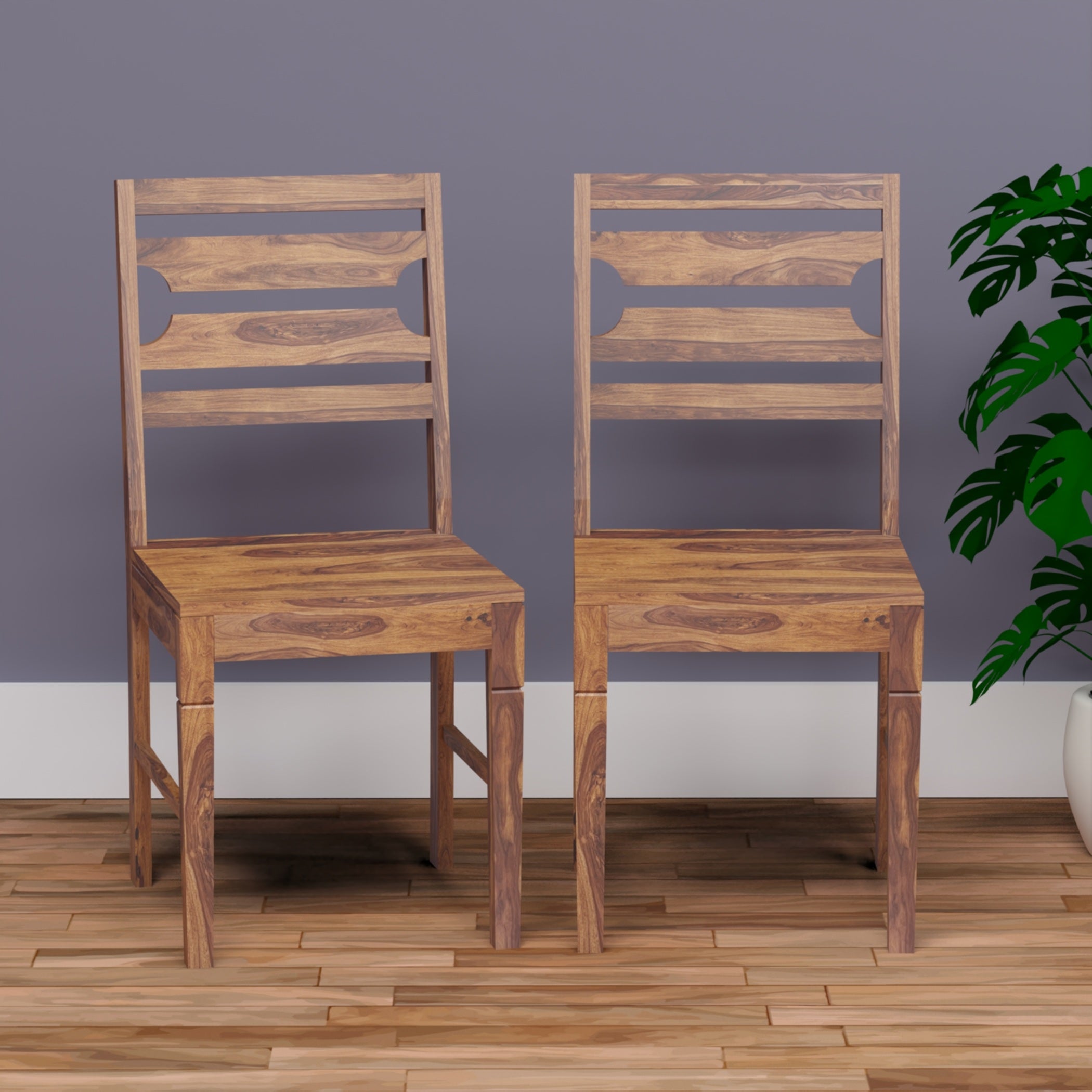 Prados Sheesham Wood Dining Chair Set of Two in Honey Finish