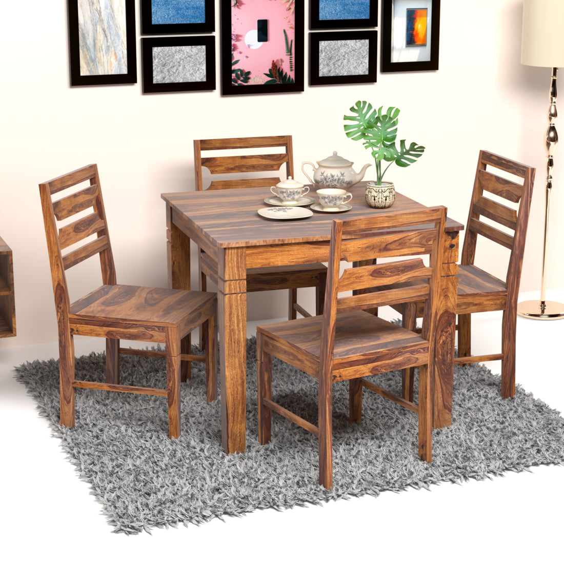 Prados Sheesham Wood Four Seater Dining Set in Honey Finish– WOODPEEL ...