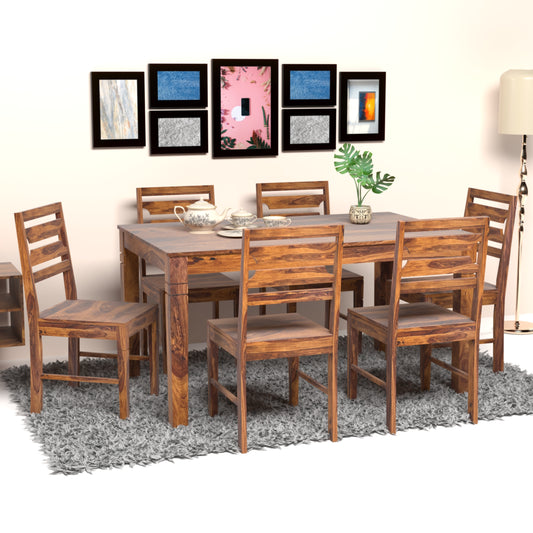 Prados Sheesham Wood Six Seater Dining Set in Honey Finish