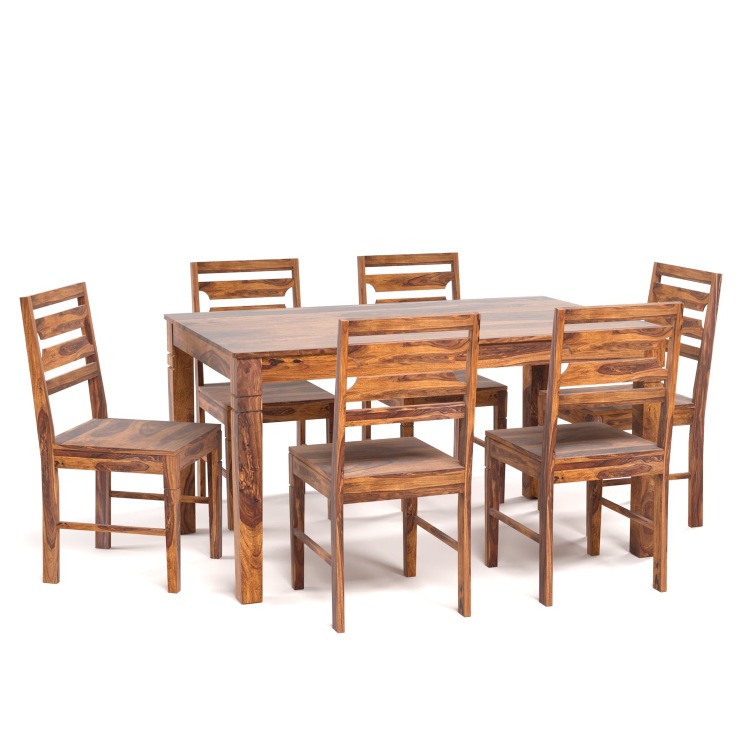 Prados Sheesham Wood Six Seater Dining Set in Honey Finish