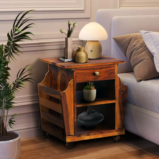 Rhea Sheesham Wood Side Table in Honey Finish