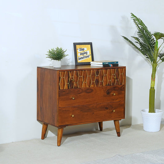 Ruby Sheesham Wood Chest of Drawers in Honey Finish