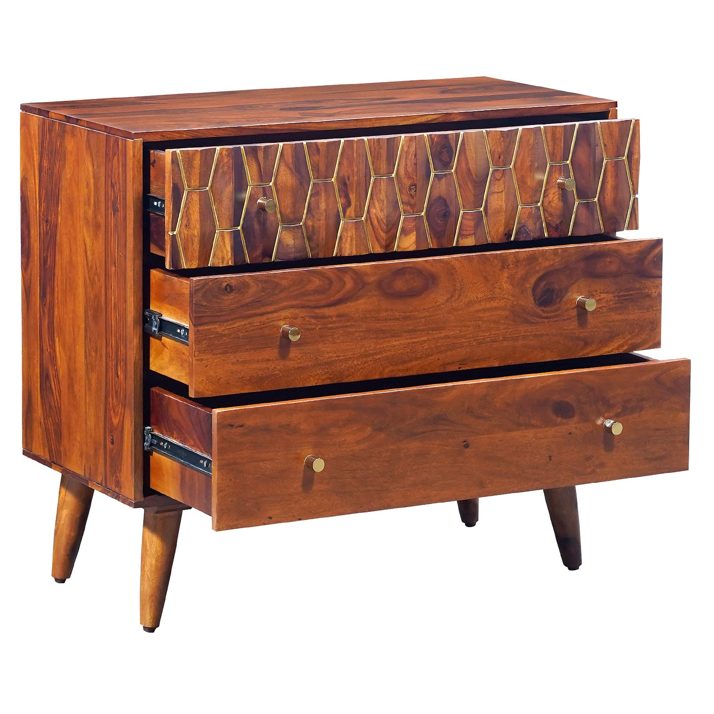 Ruby Sheesham Wood Chest of Drawers in Honey Finish