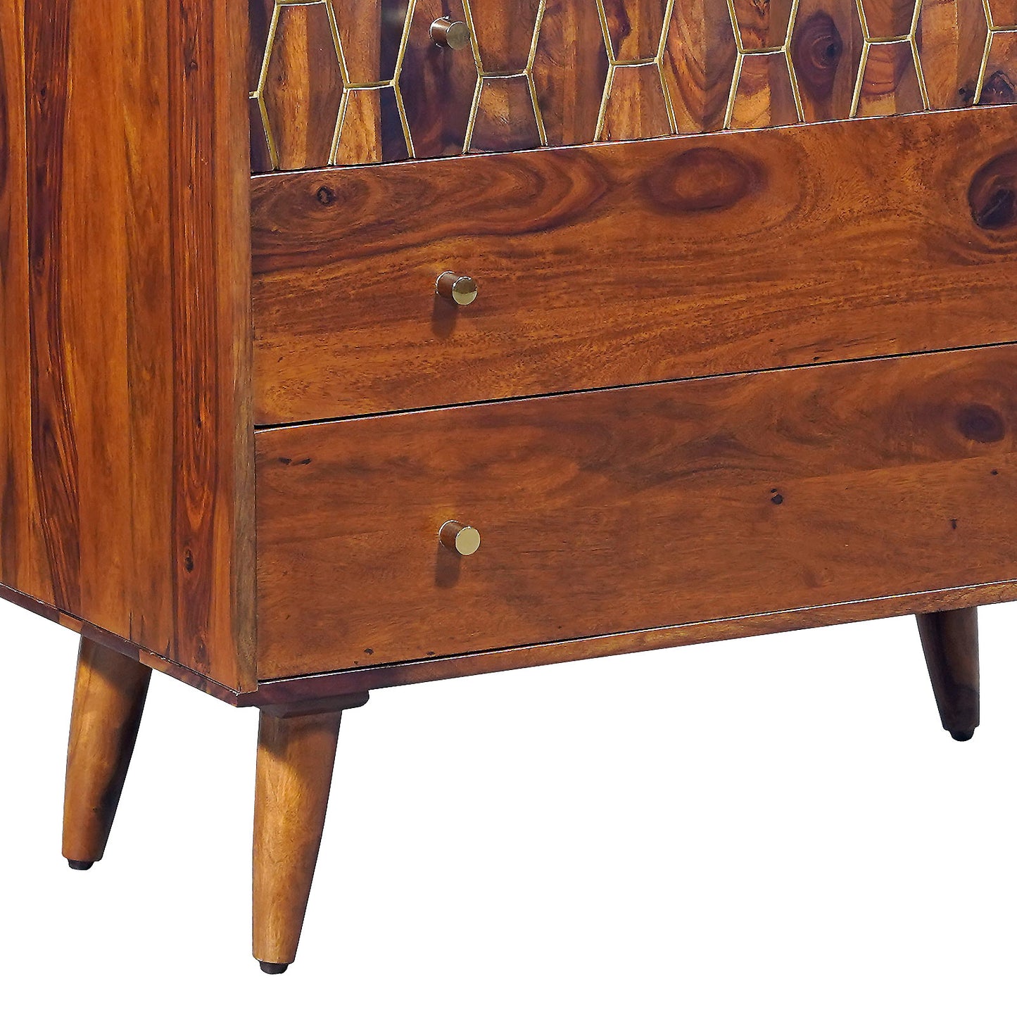Ruby Sheesham Wood Chest of Drawers in Honey Finish