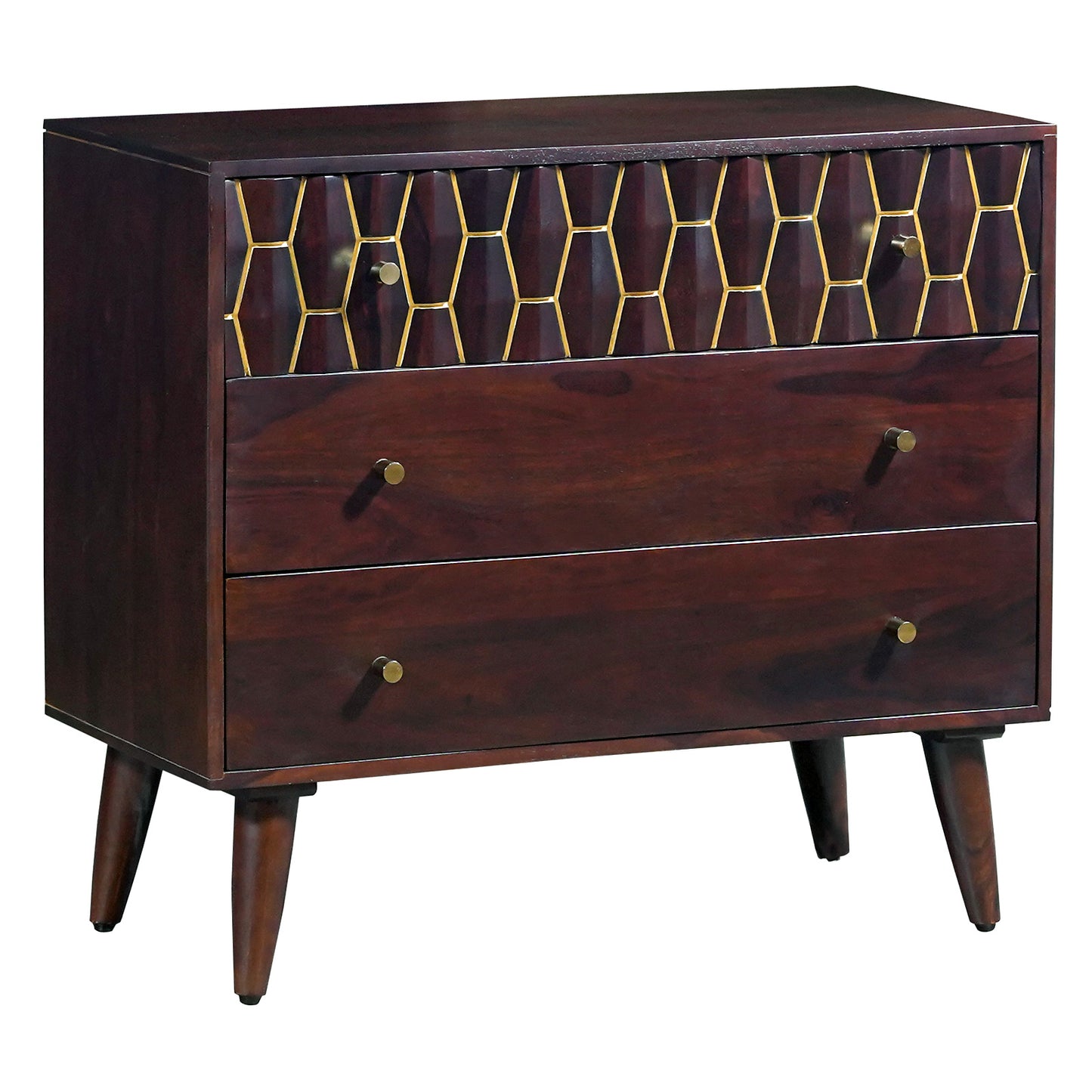 Ruby Sheesham Wood Chest of Drawers in Walnut Finish