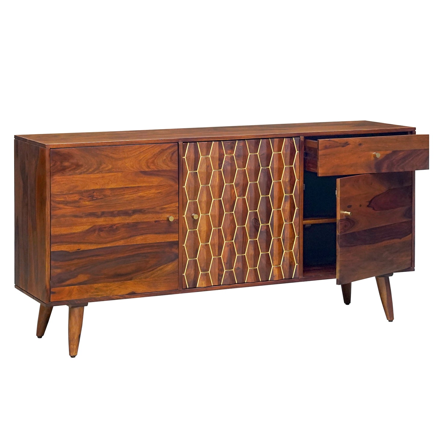 Ruby Sheesham Wood Sideboard in Honey Finish
