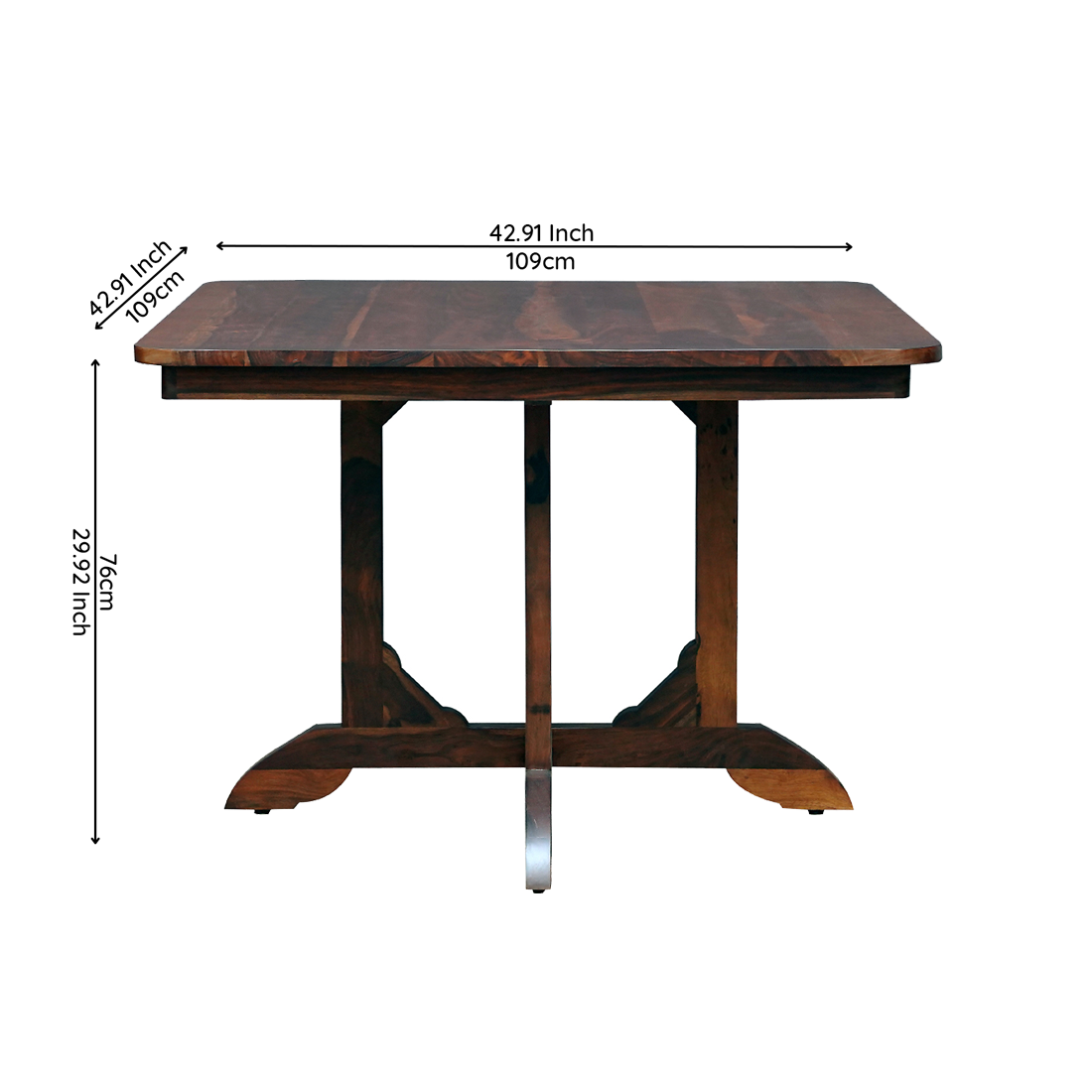 Saphire Sheesham Wood 4S Dining Set in Walnut Finish