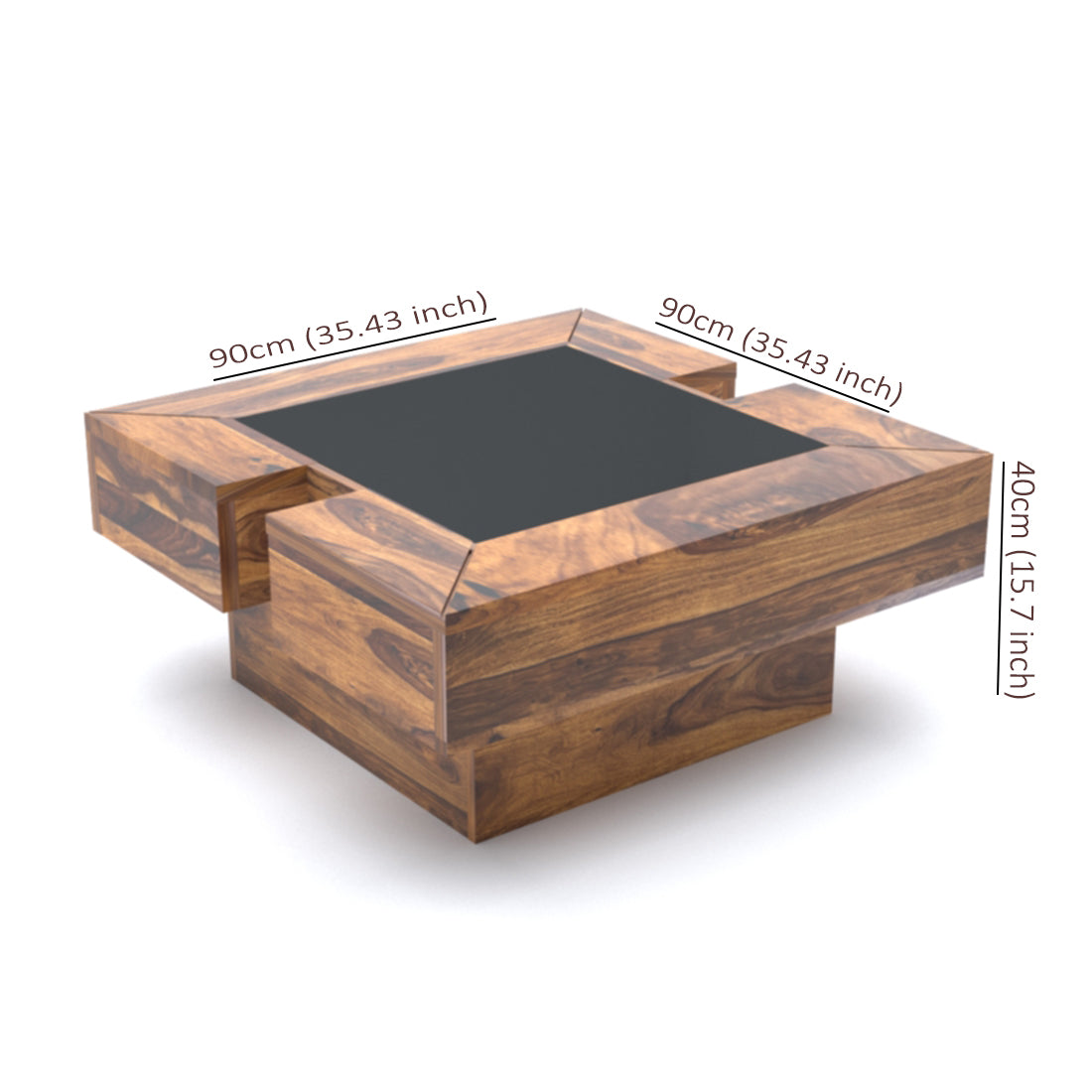Seattle Sheesham Wood Square Coffee Table in Honey Finish