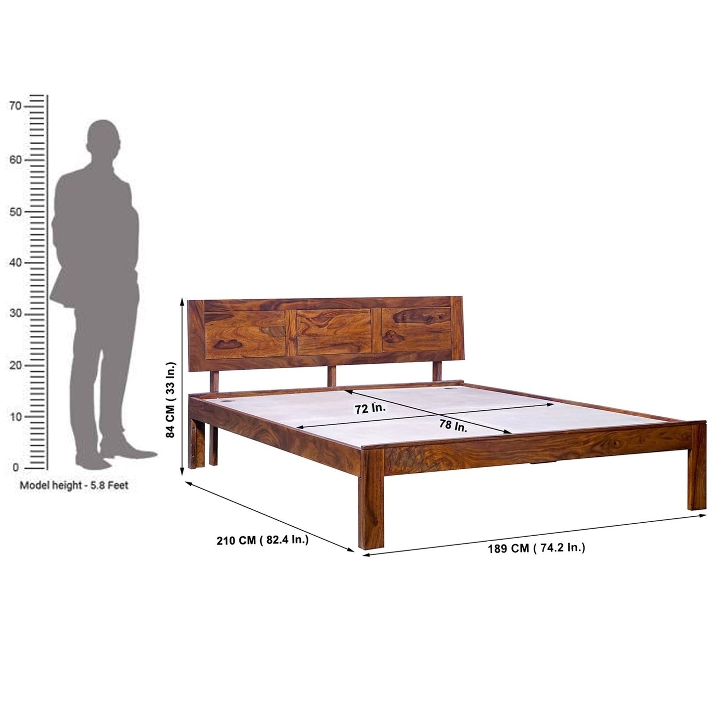Seville Sheesham Wood King Size Bed in Honey Finish