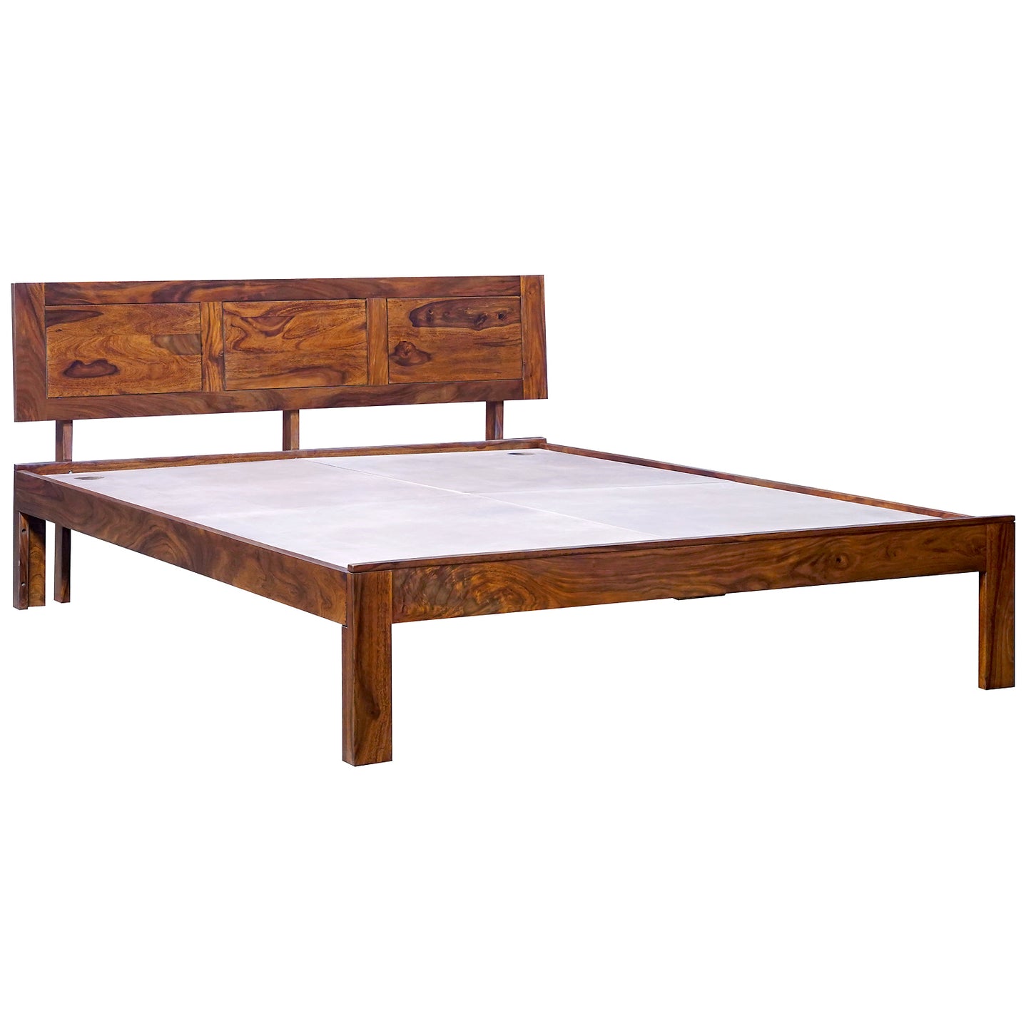 Seville Sheesham Wood Queen Size Bed in Honey Finish