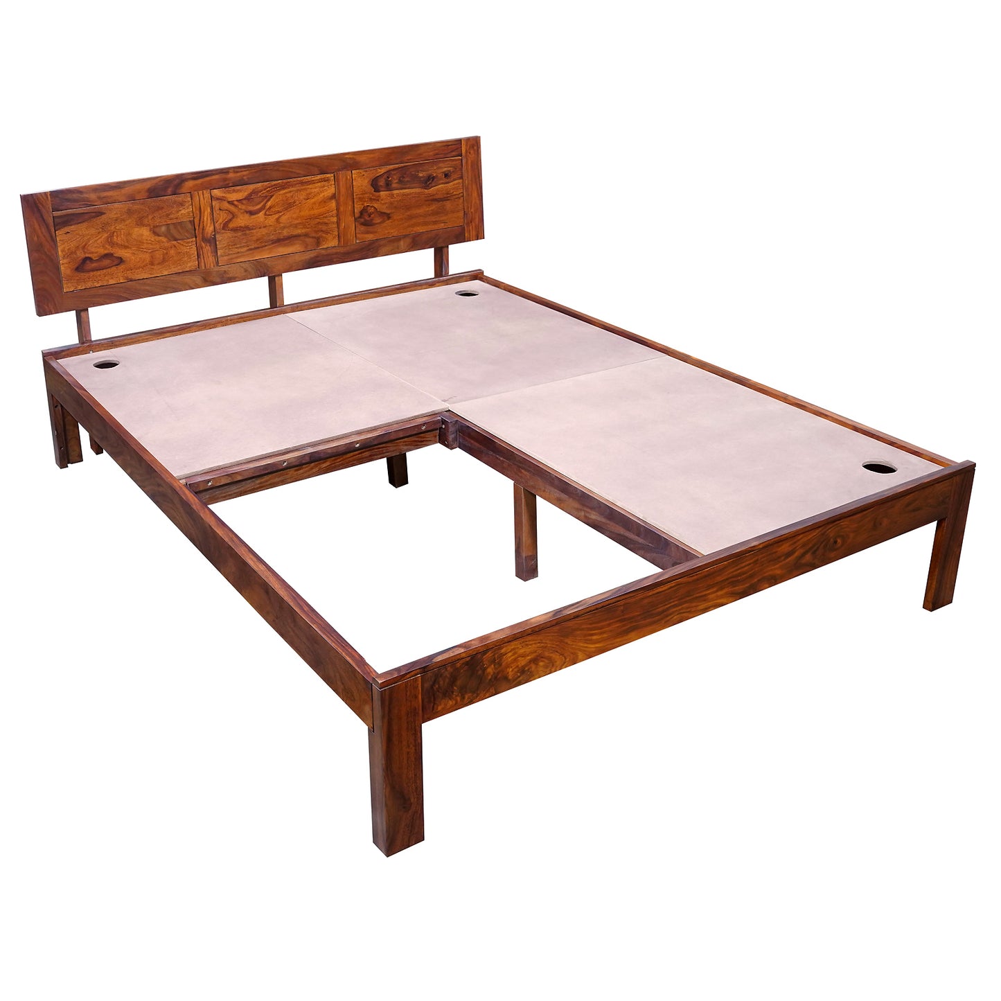 Seville Sheesham Wood Queen Size Bed in Honey Finish