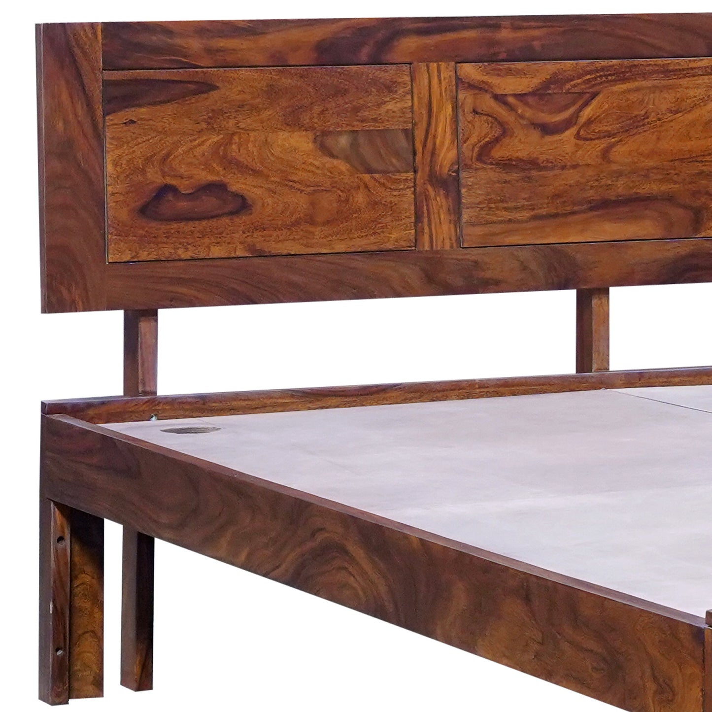 Seville Sheesham Wood Queen Size Bed in Honey Finish