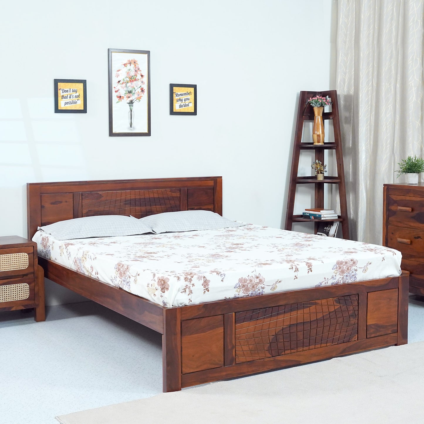 Sirius Sheesham Wood King Size Bed in Honey Finish