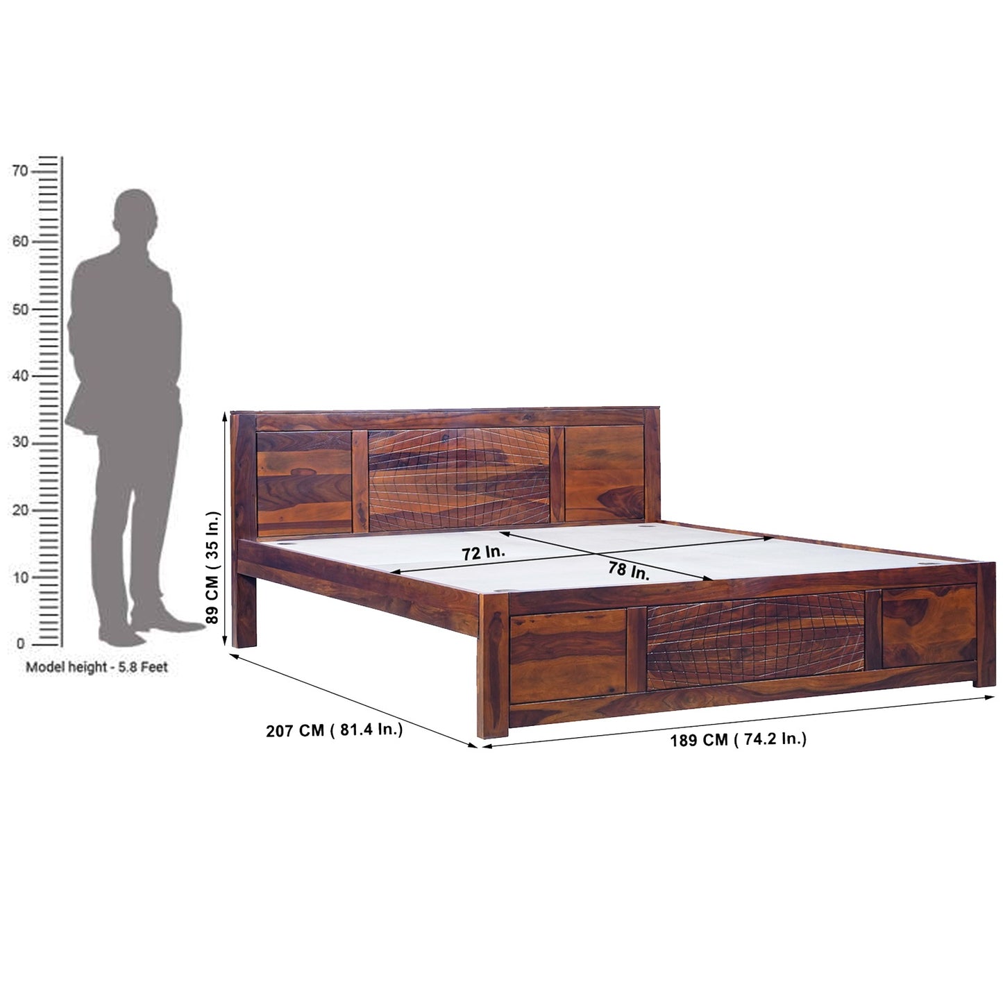 Sirius Sheesham Wood King Size Bed in Honey Finish