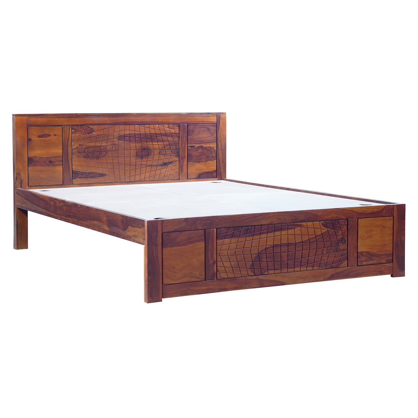 Sirius Sheesham Wood Queen Size Bed in Honey Finish