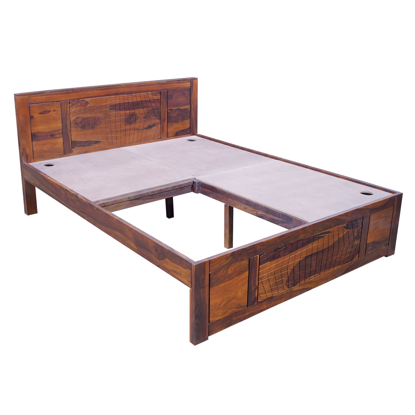 Sirius Sheesham Wood Queen Size Bed in Honey Finish