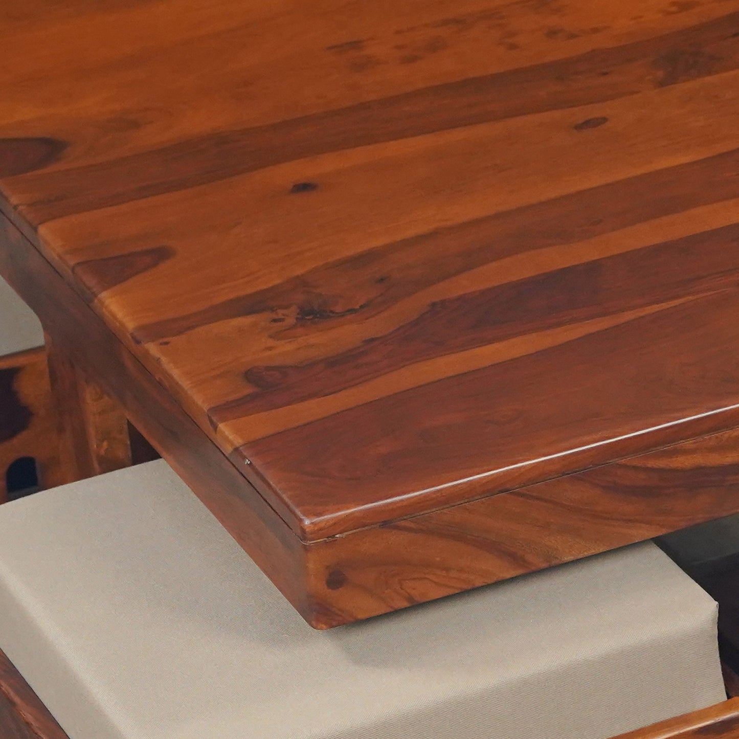 Smith Sheesham Wood Coffee Table Set Honey Finish