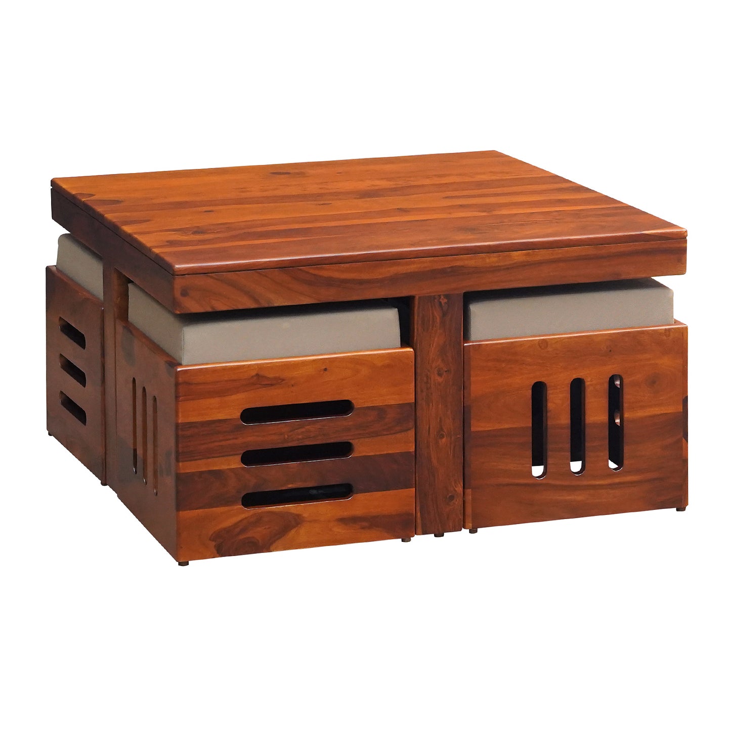 Smith Sheesham Wood Coffee Table Set Honey Finish