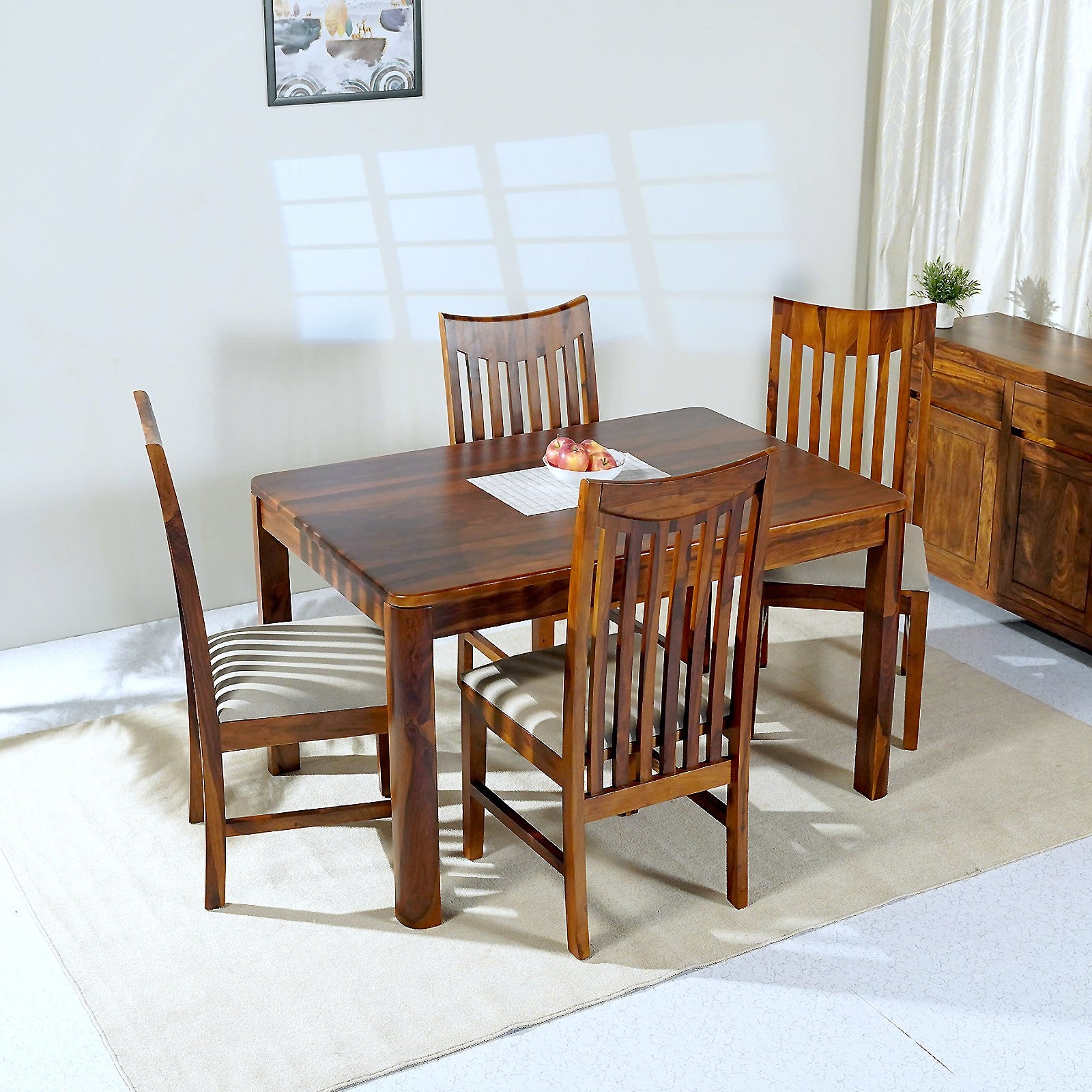 Toronto Sheesham Wood 4 Seater Dining Set in Honey Finish