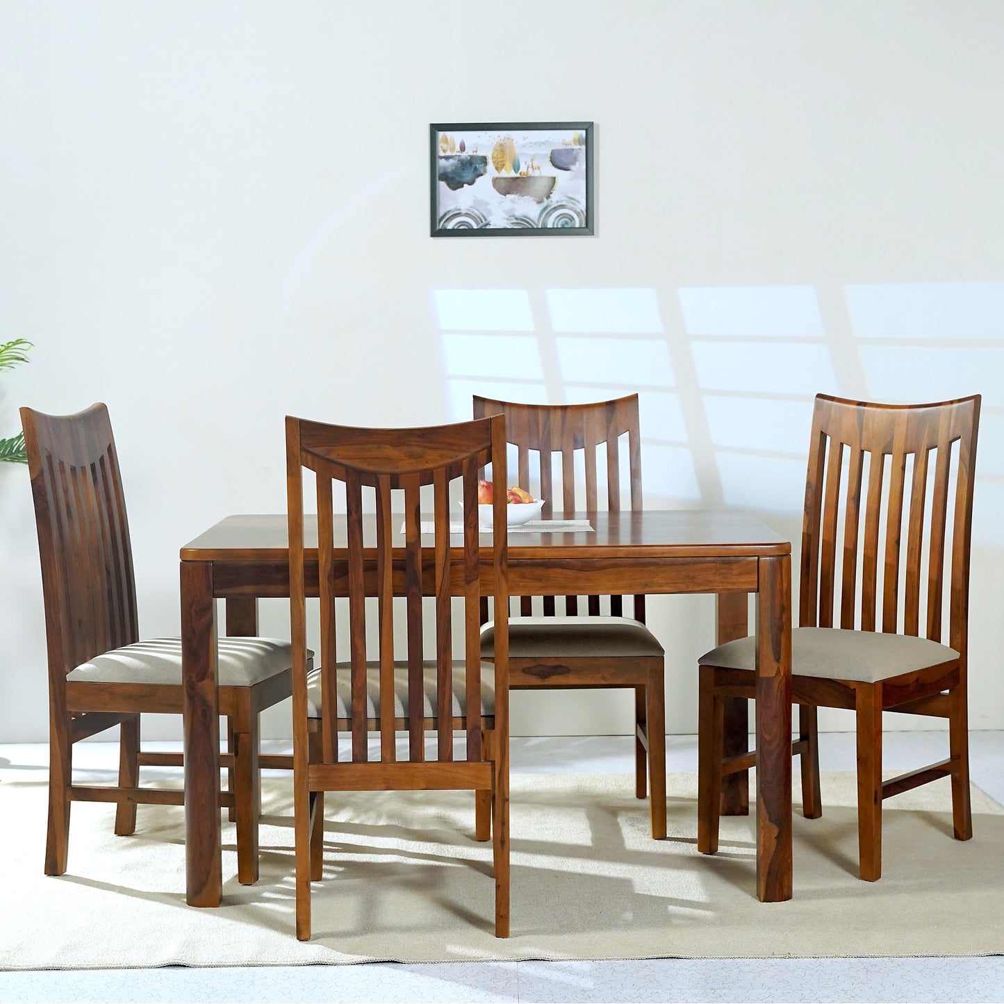 Toronto Sheesham Wood 4 Seater Dining Set in Honey Finish