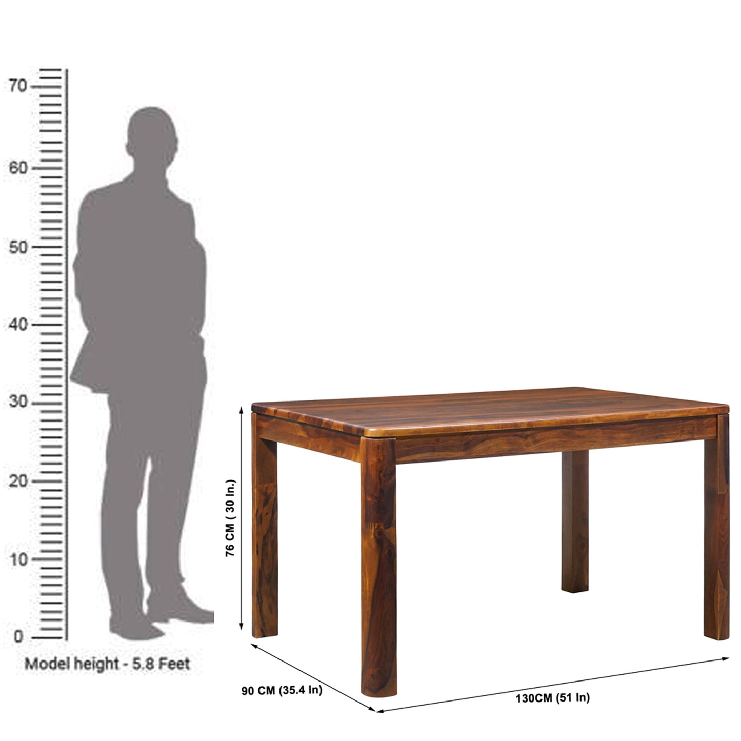Toronto Sheesham Wood 4 Seater Dining Set in Honey Finish