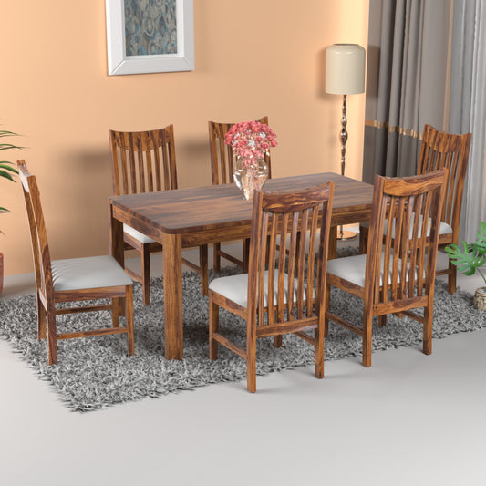 Toronto Sheesham Wood 6 Seater Dining Set in Honey Finish