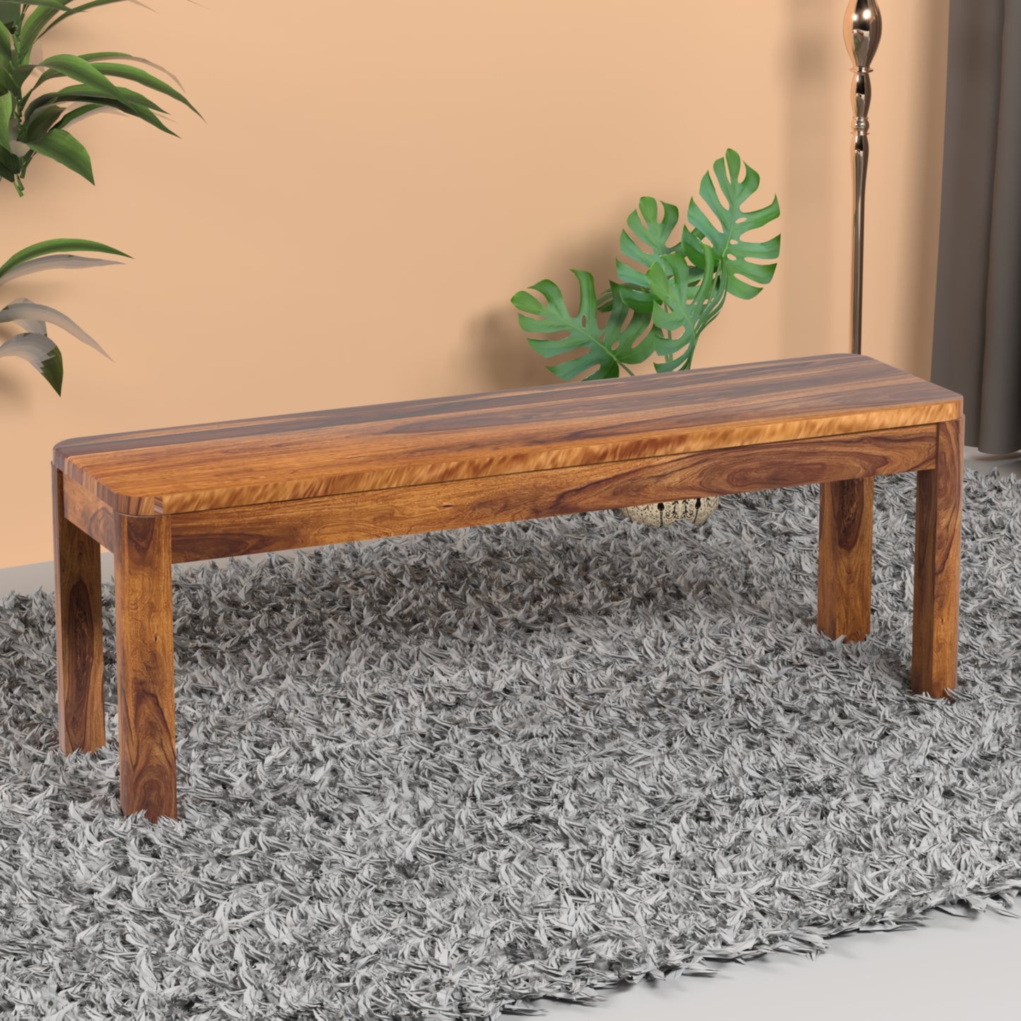 Toronto Sheesham Wood Dining Bench in Honey Finish