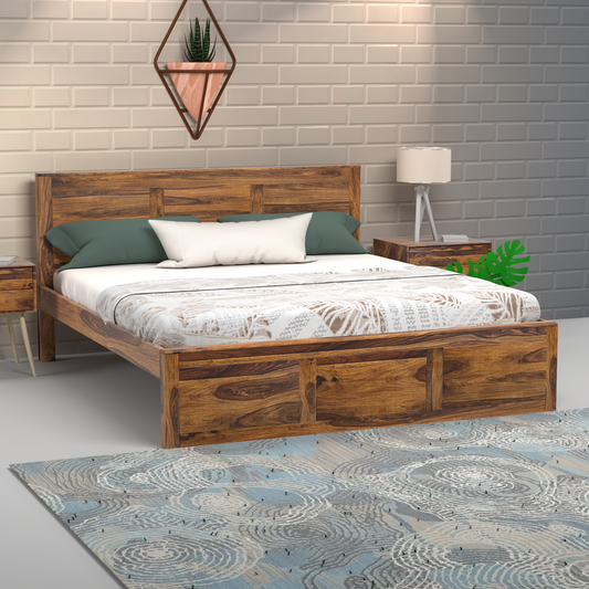 Toronto Sheesham Wood King Size Bed in Honey Finish