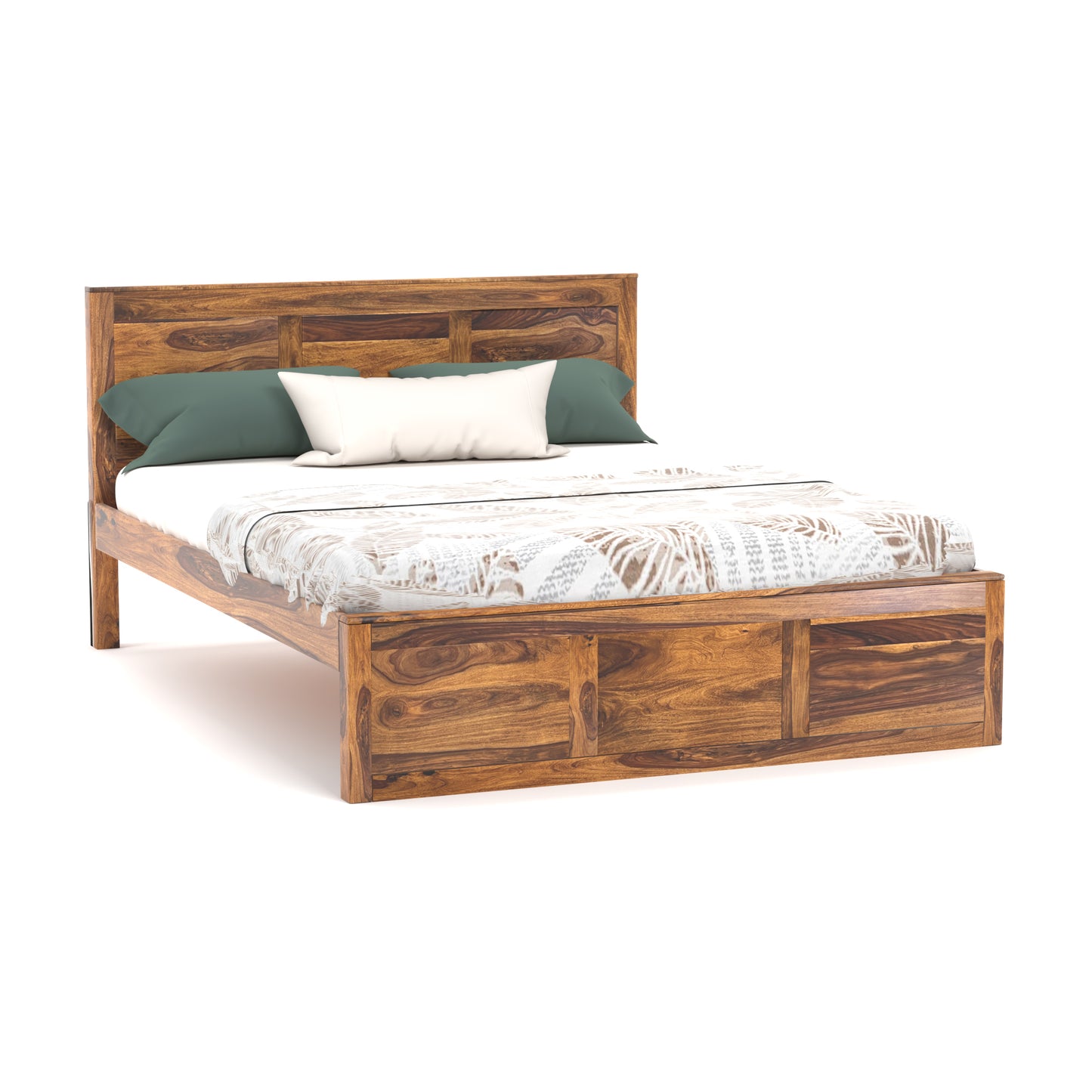 Toronto Sheesham Wood Queen Size Bed in Honey Finish