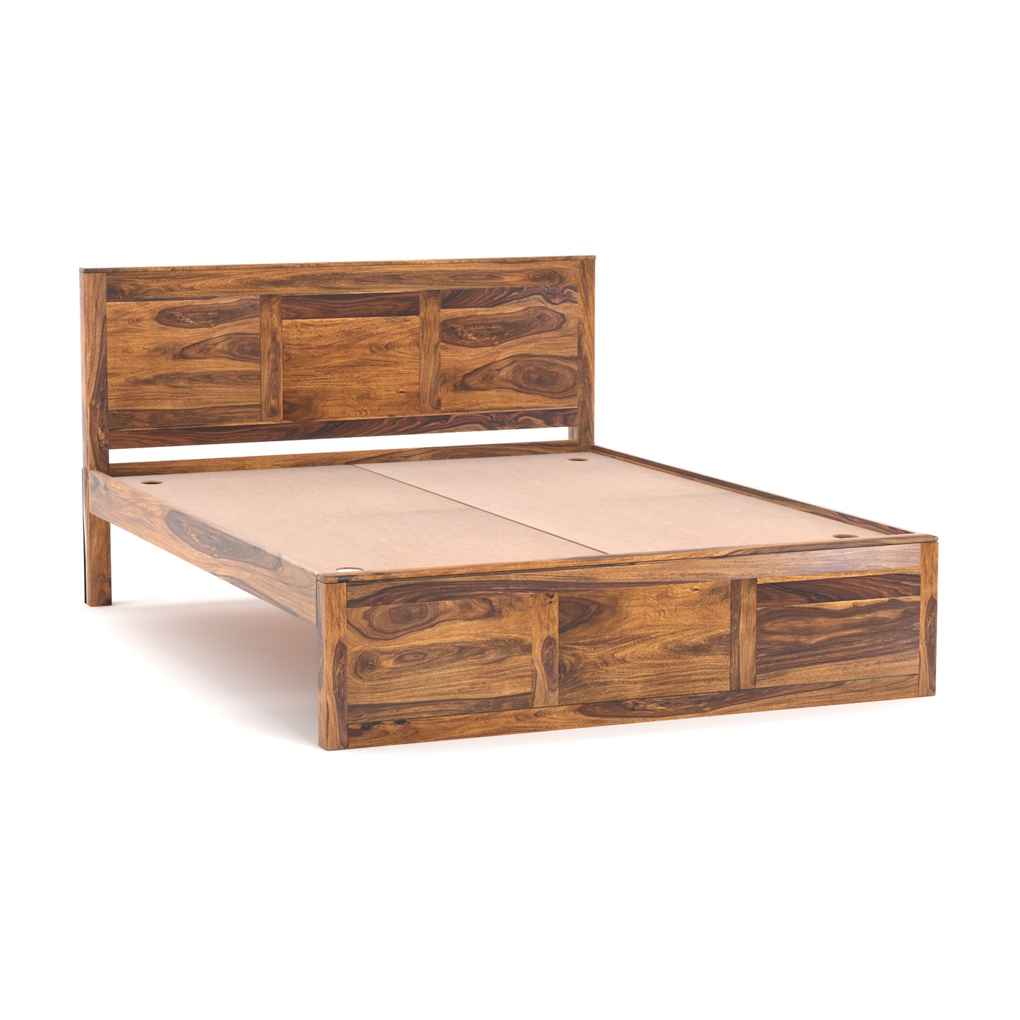 Toronto Sheesham Wood Queen Size Bed in Honey Finish