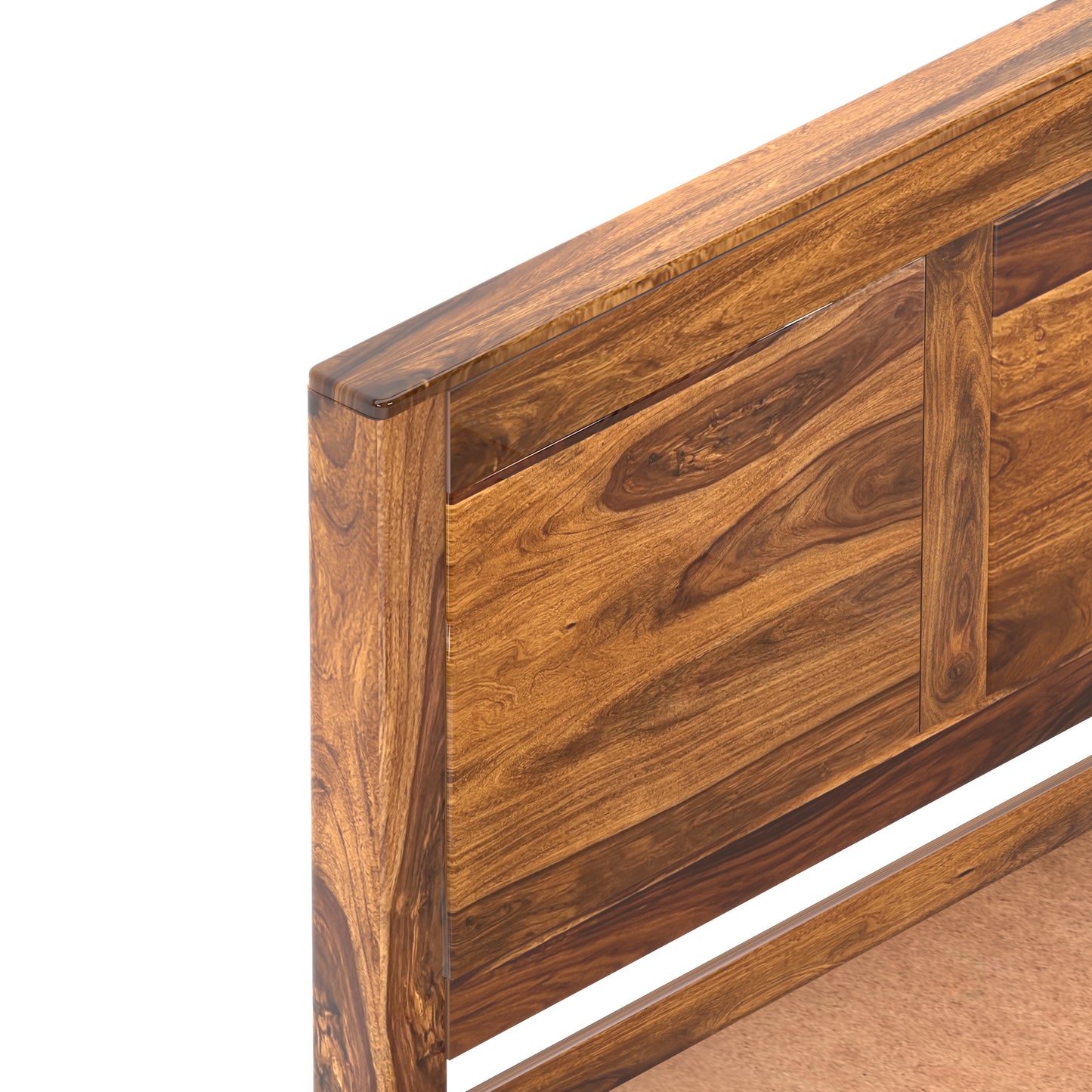 Toronto Sheesham Wood Queen Size Bed in Honey Finish