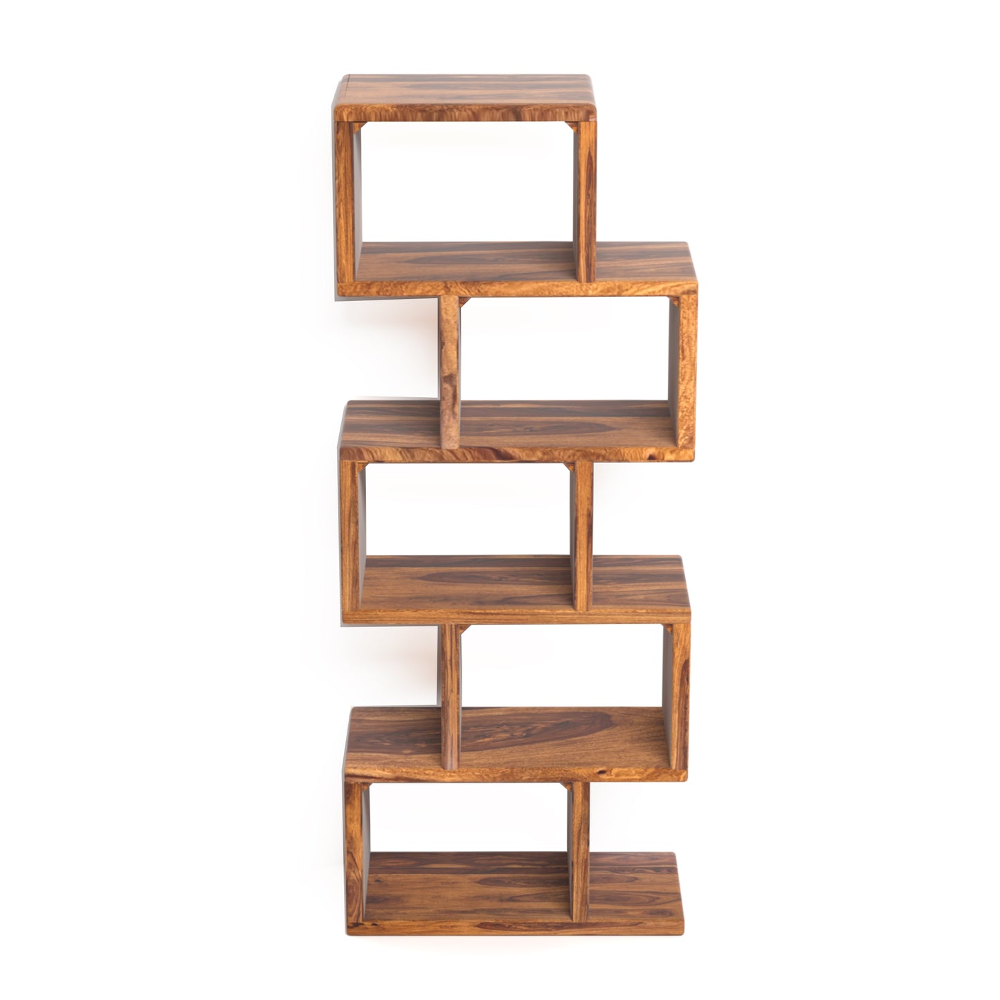 Toronto Sheesham Wood Zig-Zag Bookshelf in Honey Finish
