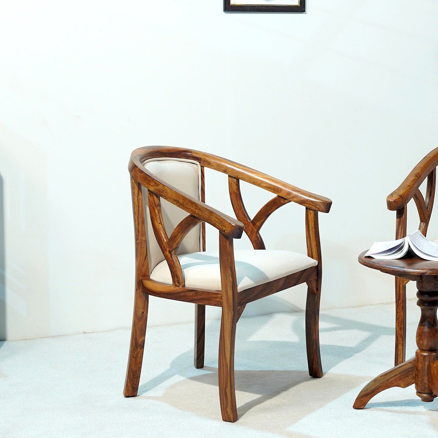 Trident Sheesham Wood Arm Chair in Honey Finish