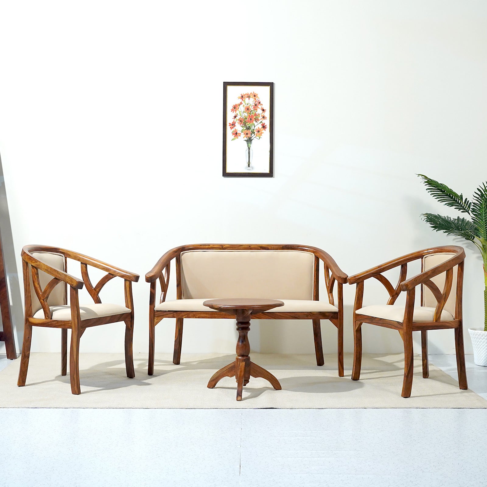 Trident Sheesham Wood Lobby Set in Honey Finish– WOODPEEL FURNITURE AND ...