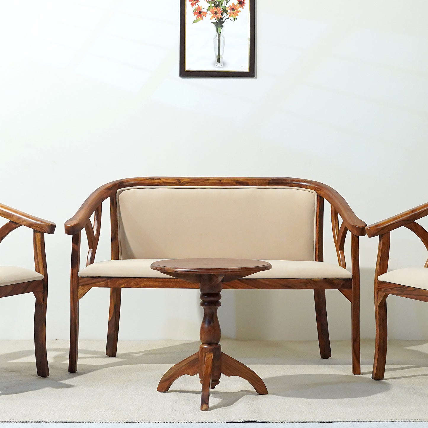 Trident Sheesham Wood Two Seater in Honey Finish