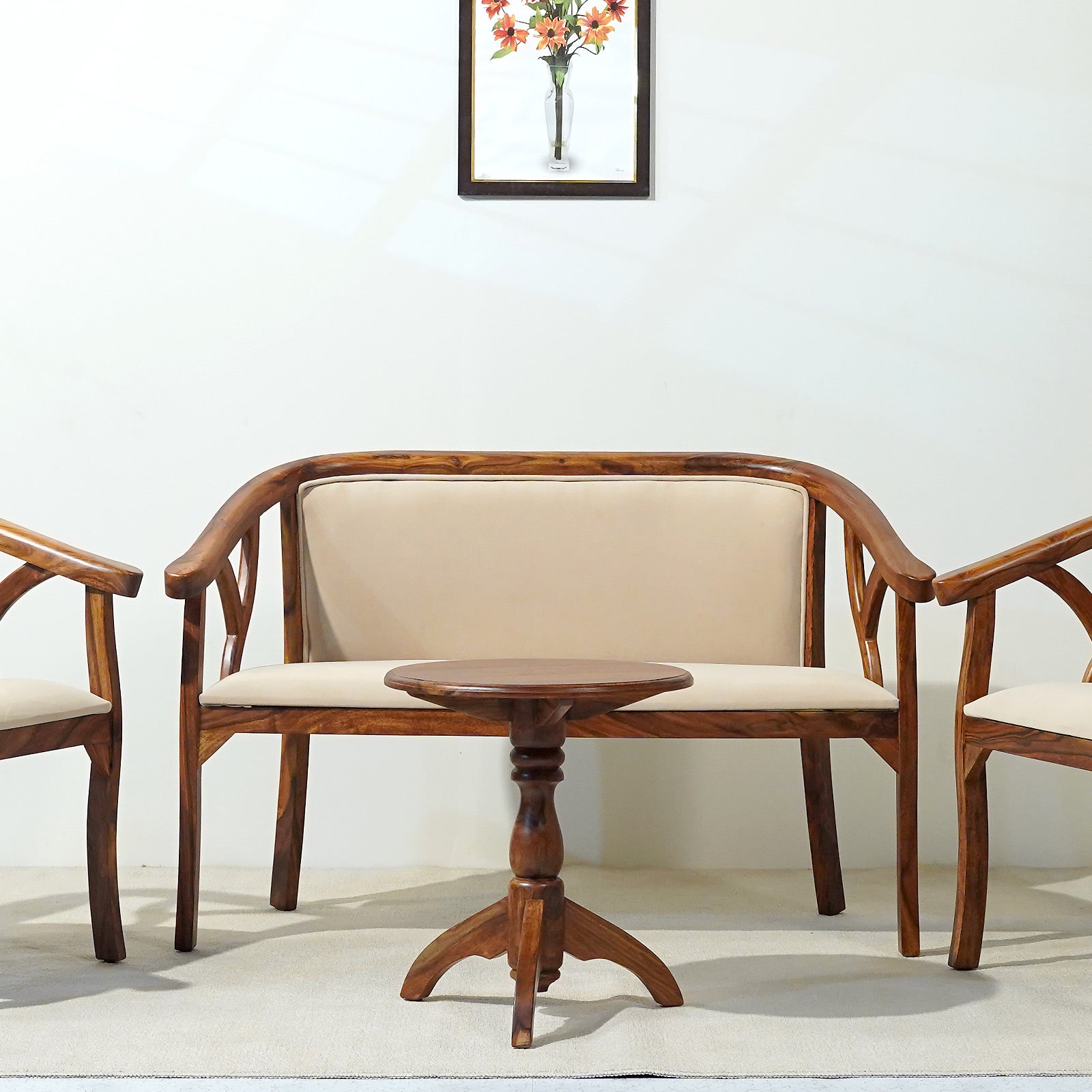 Trident Sheesham Wood Two Seater in Honey Finish