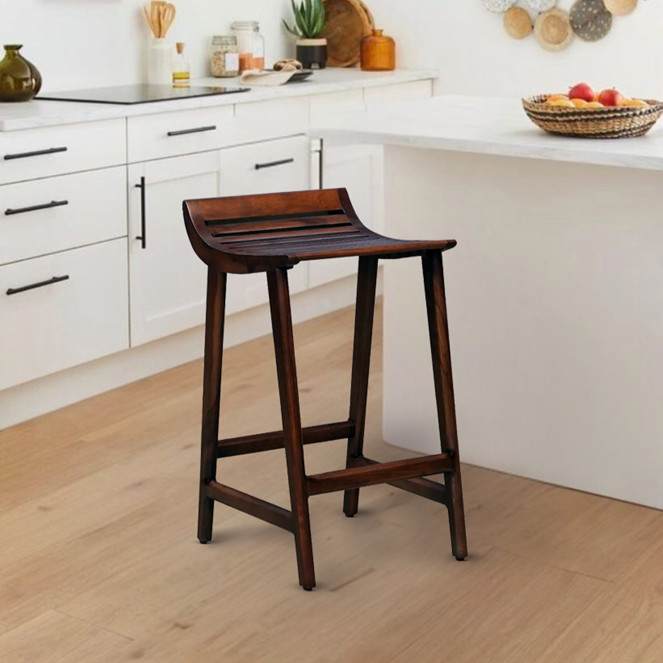 Vienna Sheesham Wood Barstool in walnut Finish