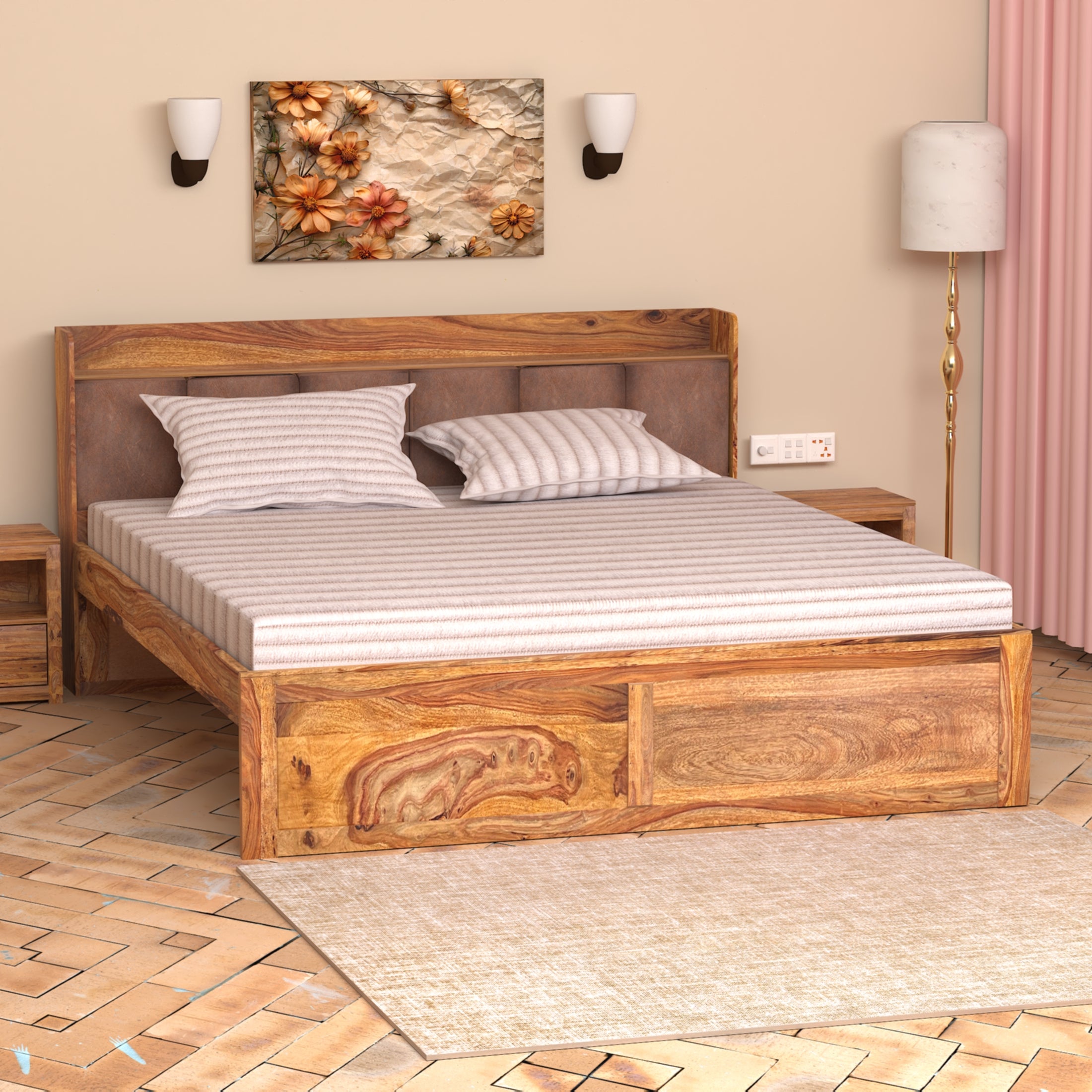 Zara Sheesham Wood King Size Bed